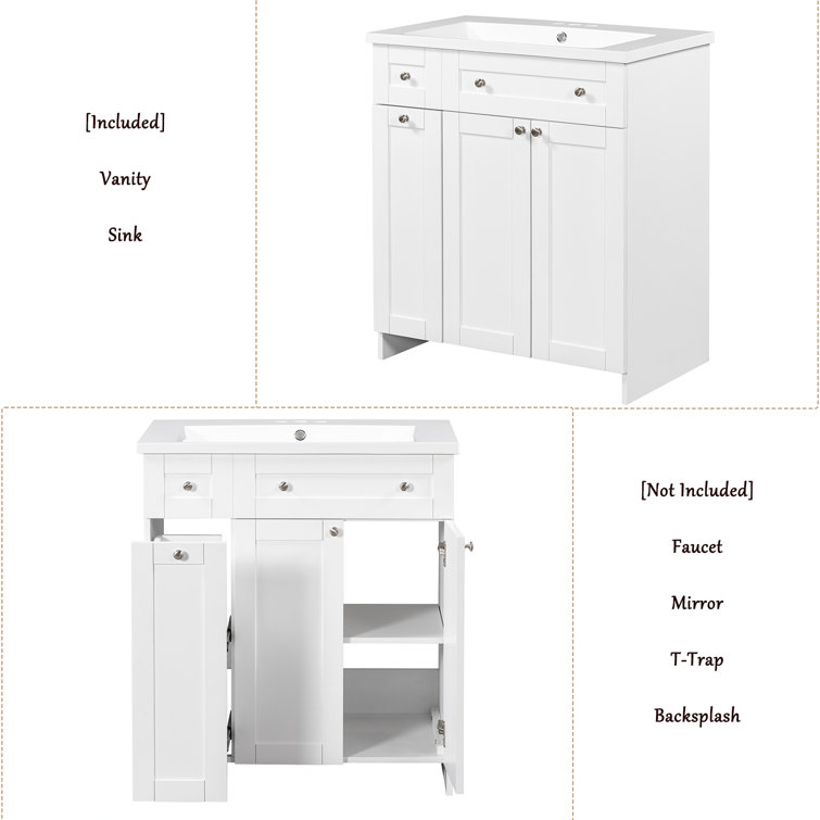 Ronning 30 Bathroom Vanity with Single Sink-Combination Under Counter Sink and Storage Cabinet Vanity Winston Porter Base Finish: White