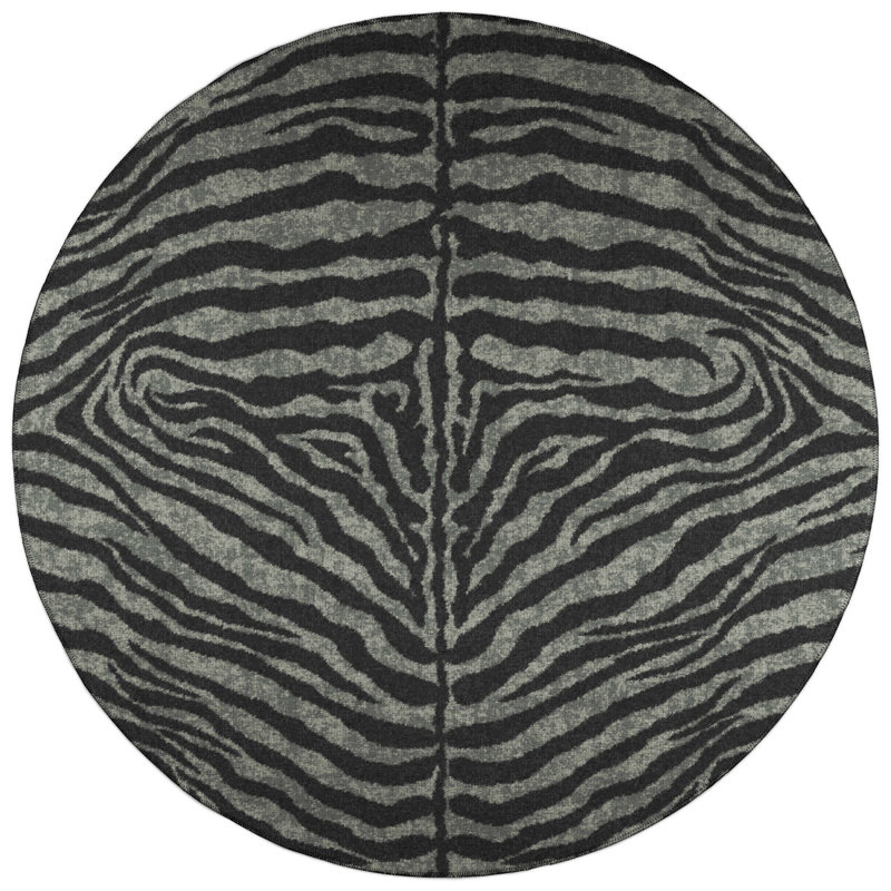 Washable Animal Print Rug, Round 8'