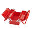 Boîte à outils en porte-à-faux en acier rouge de 14 pouces avec organisateur à 3 plateaux et poignées doubles - Rangement portatif robuste