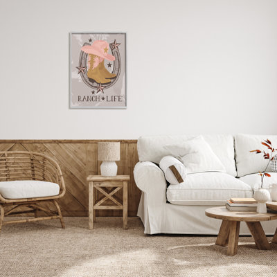 «Ba-677-Floater Ranch Life Cowgirl Horseshoe», reproduction encadrée sur toile par Lisa Perry