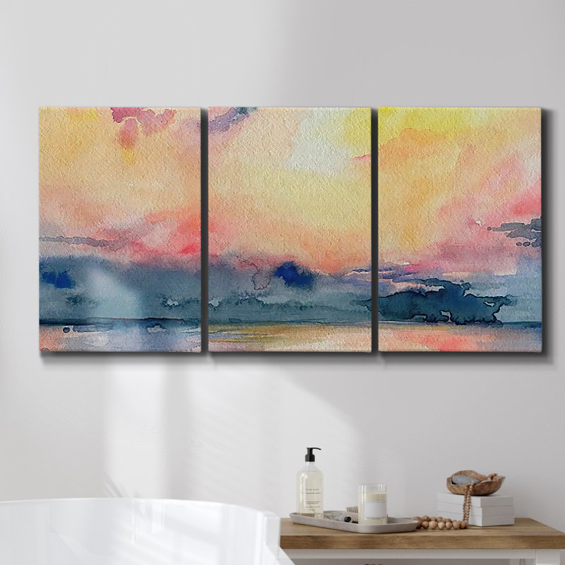 Marée basse - Toile encadrée multi-pièces, H 48 po x l 96 po x P 2 po