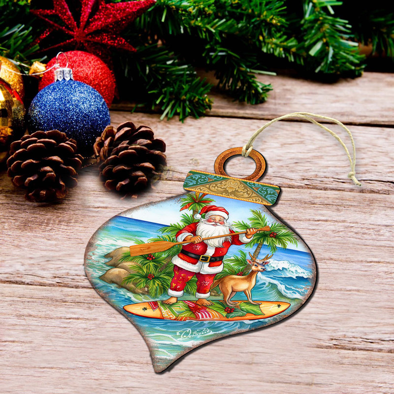 Ornements sur le thème de la plage - Ornements en bois pour le Père Noël