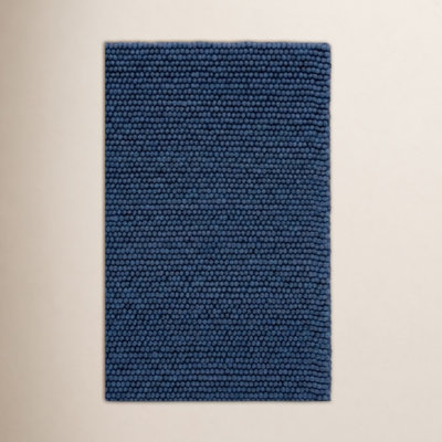 Elle Navy Blue Hand-Woven Wool Rug