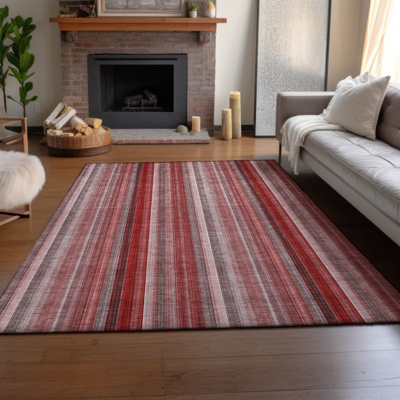 Tapis rouge Cerrito AMF543 lavable à la machine de qualité supérieure, Rectangulaire 8 pi x 10 pi