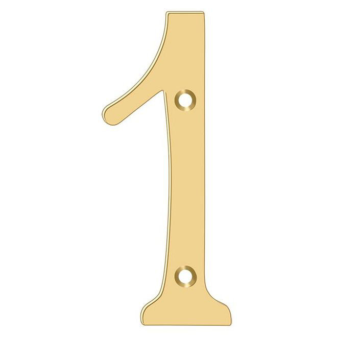 Deltana RN4-1 4" Numbers; Solid Brass; Lifetime Brass Finish, PVD Polished Brass, 1