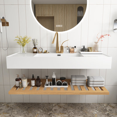 Meuble-lavabo flottant mural 48 po avec lavabo rectangulaire intégré