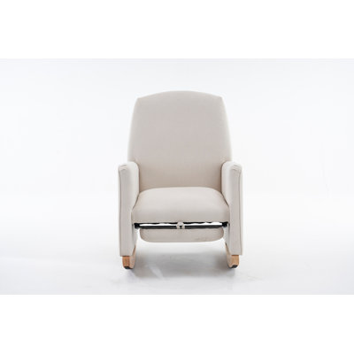 Cotton Linen Fabric Nursery Rocking Chair With Adjustable Footrest by Latitude Run