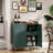 Coffee Bar Cabinet with Wine Racks, Green Liquor Cabinet with Fluted Texture, Modern Sideboard Buffet Cabinet
