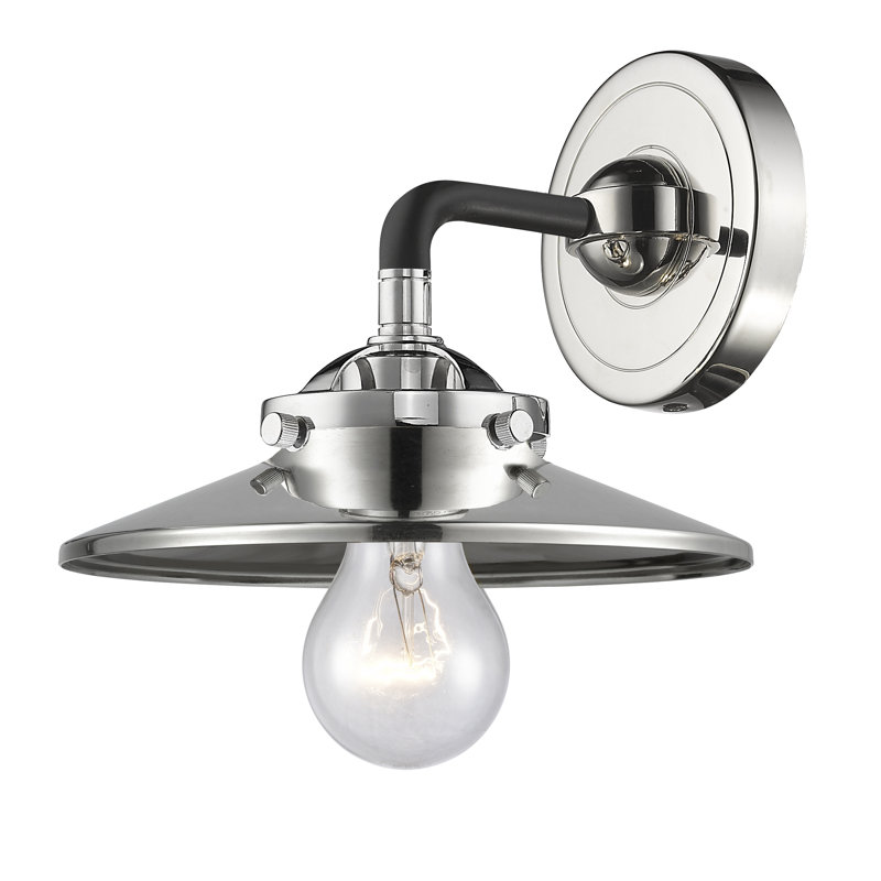 Clintonpark Armed Sconce, 6 Watt Vinage LED Bulb, Black/Polished Nickel, Polished Nickel