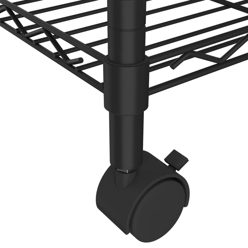 Seden 90cm W Metal Shelving Unit with Wheels, Black