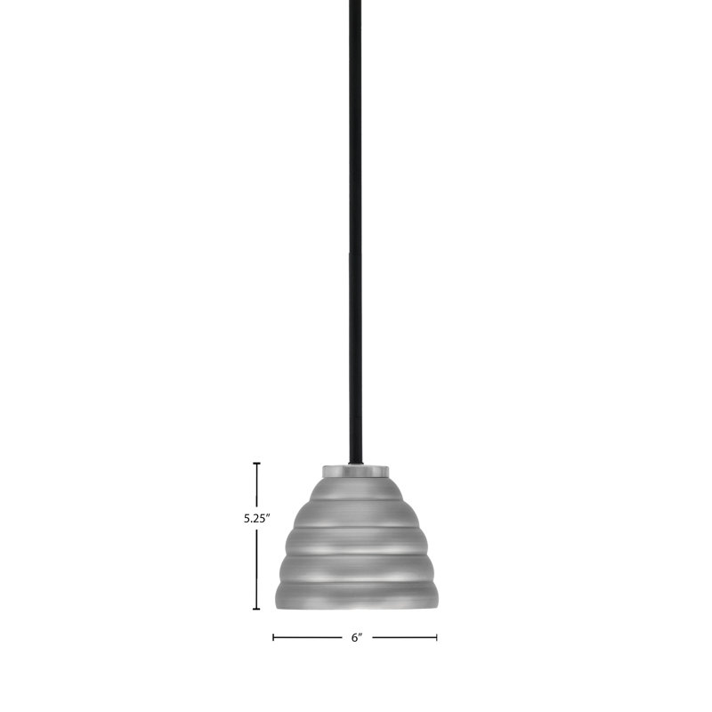Mini-luminaire suspendu 1 lumière Amarmula, finition noir mat et graphite, abat-jour en métal graphite Beehive 6 po