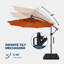 Parasol en porte-à-faux de 120 po, parasol de patio suspendu décalé de 10 pi avec 32 lumières DEL et inclinaison facile, abat-jour de parasol extérieur commercial pour la cour, la piscine, la plage et le jardin-2019512919