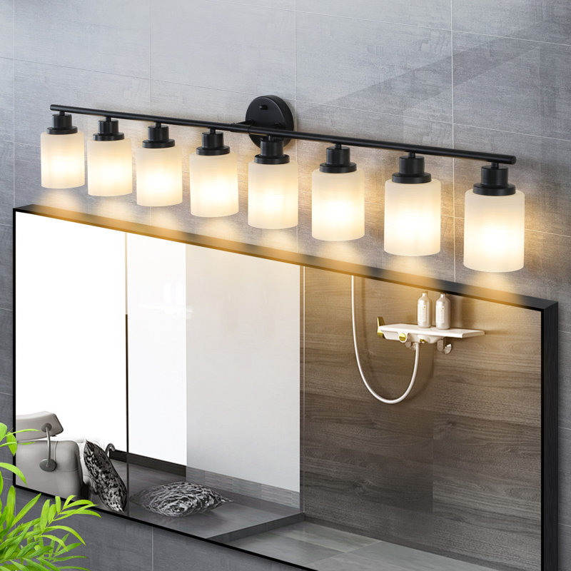 8-Light Modern Bathroom Vanity Light, Black