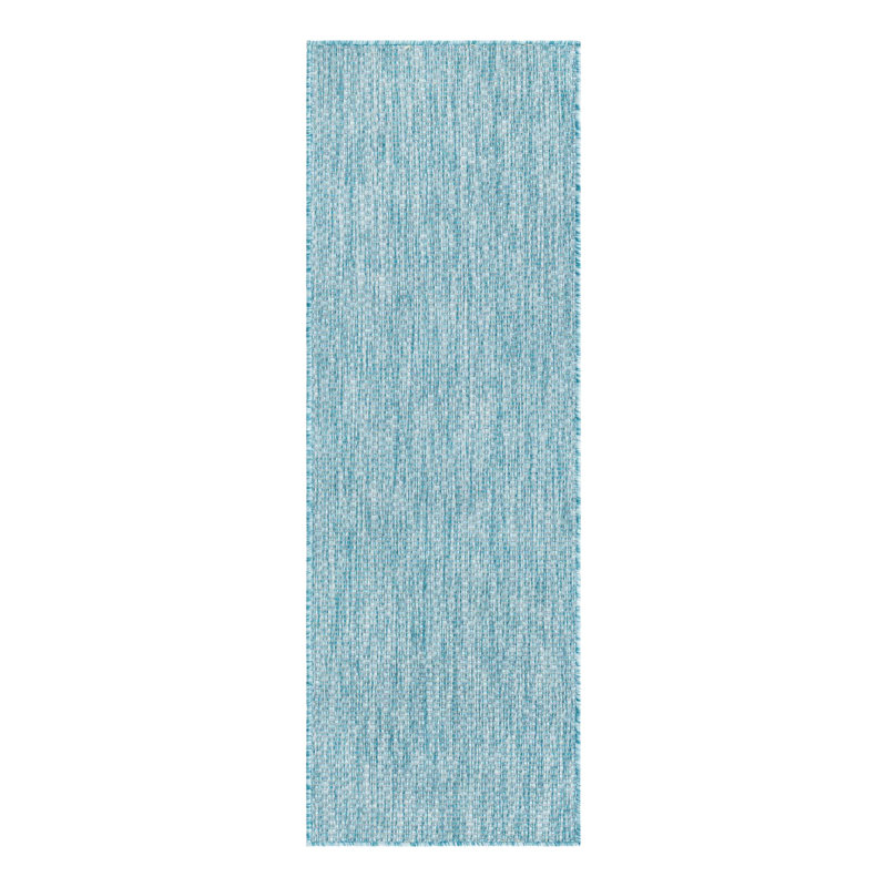 Tapis intérieur / extérieur Avaughn, Tapis de couloir 2 pi x 6 pi 1 po, Turquoise 