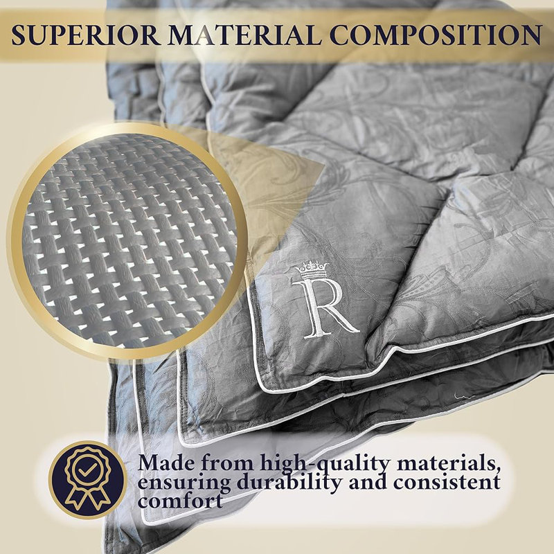 Édredon Royal Therapie, housse de couette moelleuse, ultra-douce et légère, Lit double, Gris