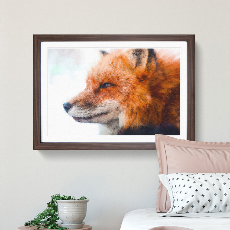 Profile of a Red Fox - Framed Print, 24cm H x 33cm W x 2cm D, Walnut Framed