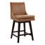 Tabouret de bar et de comptoir pivotant en cuir véritable Zahara Neri-117480004-129862410