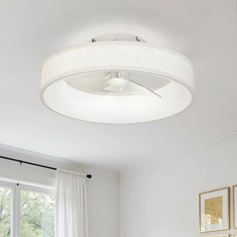 Ventilateur de plafond en cage 17,7 po avec lumières DEL et télécommande (ensemble de 2)