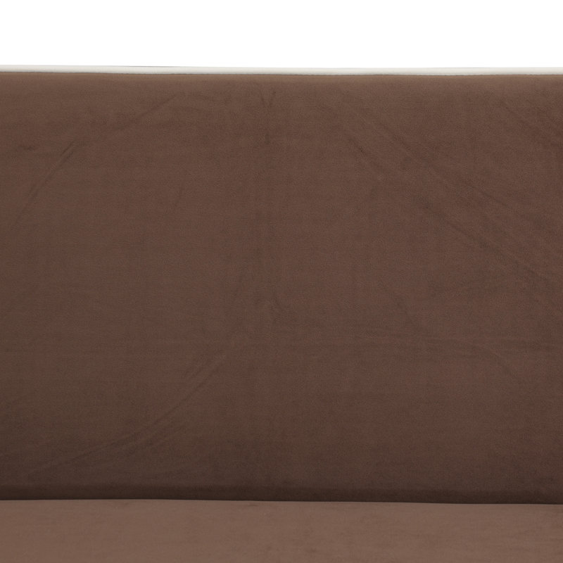 Canapé convertible en flanelle rembourrée, brun, Mélange de polyester brun