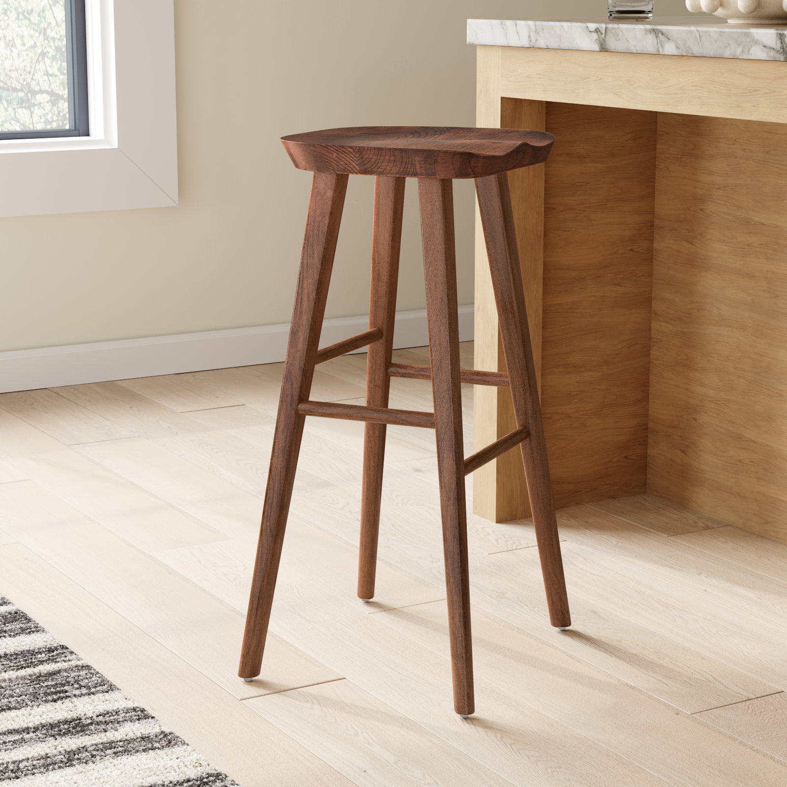 Anzie Bar and Counter Stool, Bar Stool (29.3" Seat Height), Walnut