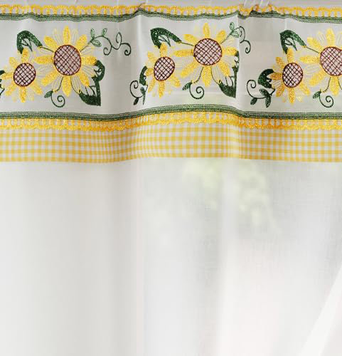 Juliane Sheer Curtain Pair, 98cm Width x 107cm Drop, Yellow
