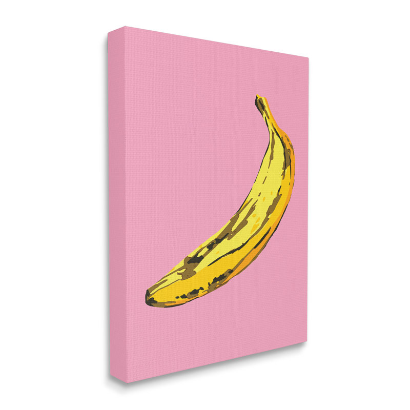 Banane rose pop tropical amusant minime fruit, Toile tendue, H 20 po x l 16 po