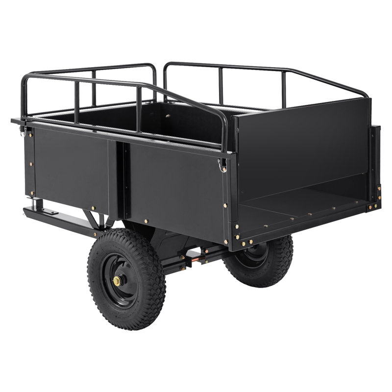 VEVOR Heavy Duty ATV Trailer Steel Dump Cart, 750-Pound 15 Cubic Feet, Garden Utility Trailer with Removable Sides