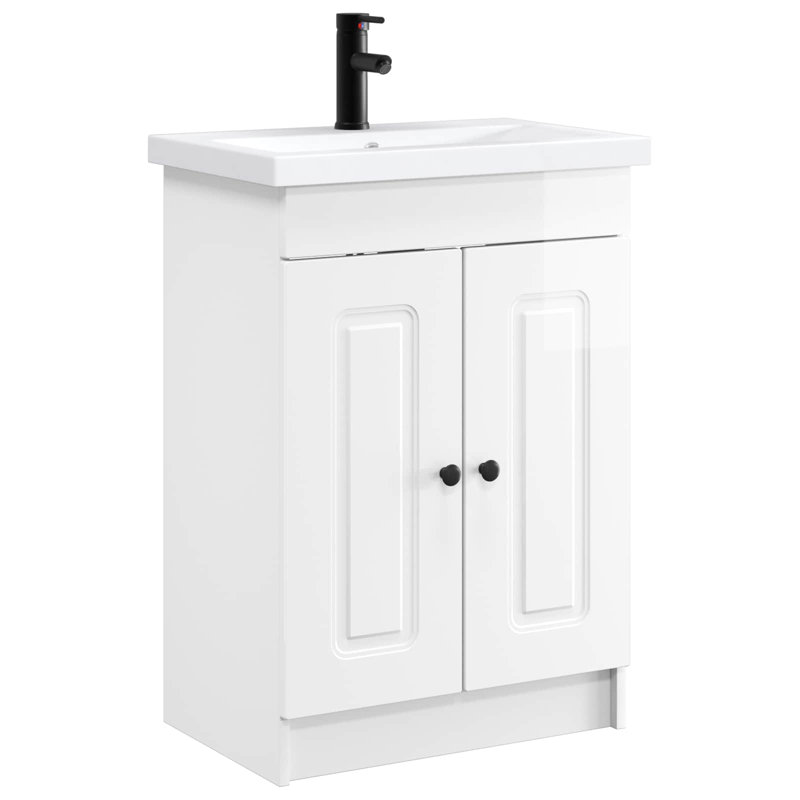 Vanity & Mirror Set, Gloss White