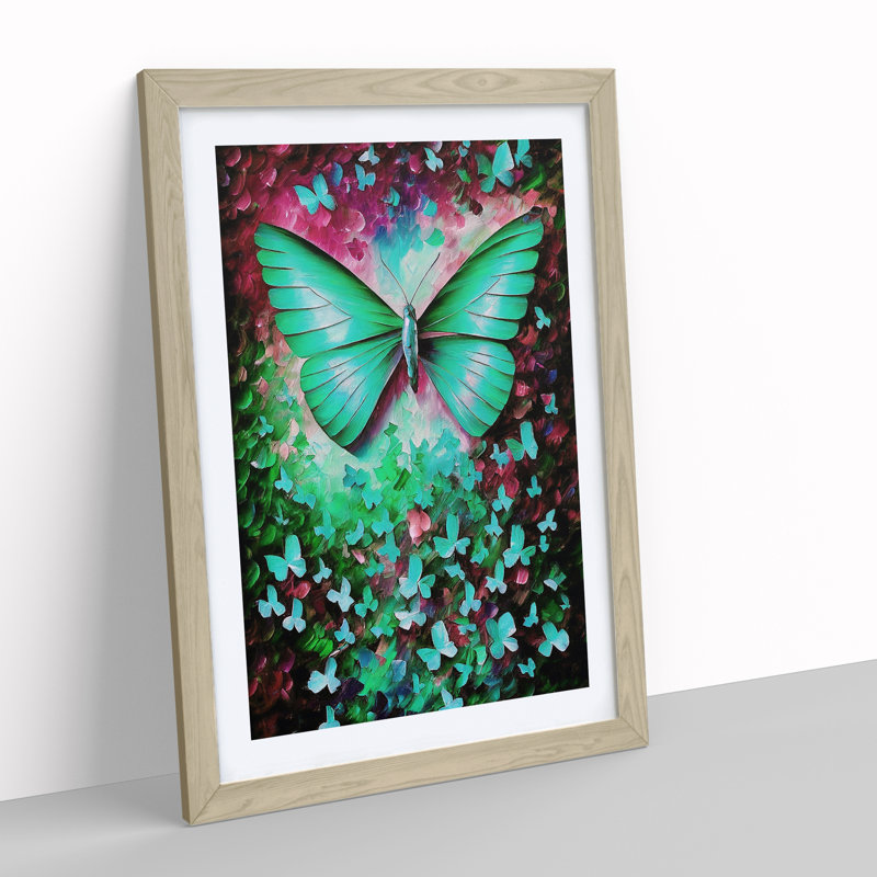 Solo Butterfly - Single Picture Frame Print, 34cm H x 25cm W x 2cm D, Oak