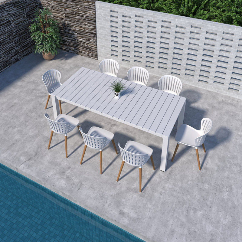 Amazonia Pether Outdoor Patio Aluminum And Resin Dining Set, 8