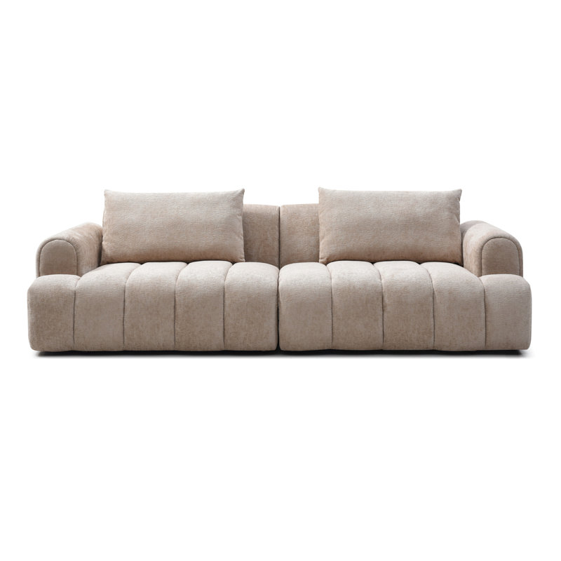 Modern Sectional Sofa, Camel Velvet