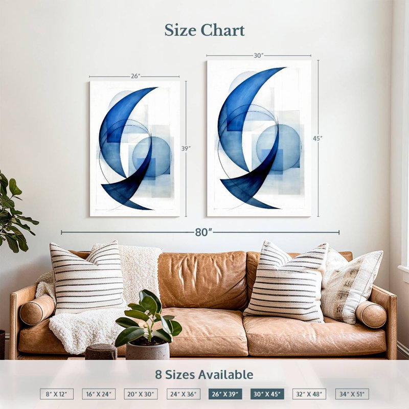 Avery Dynamic Blue Circles II, 39" H x 26" W