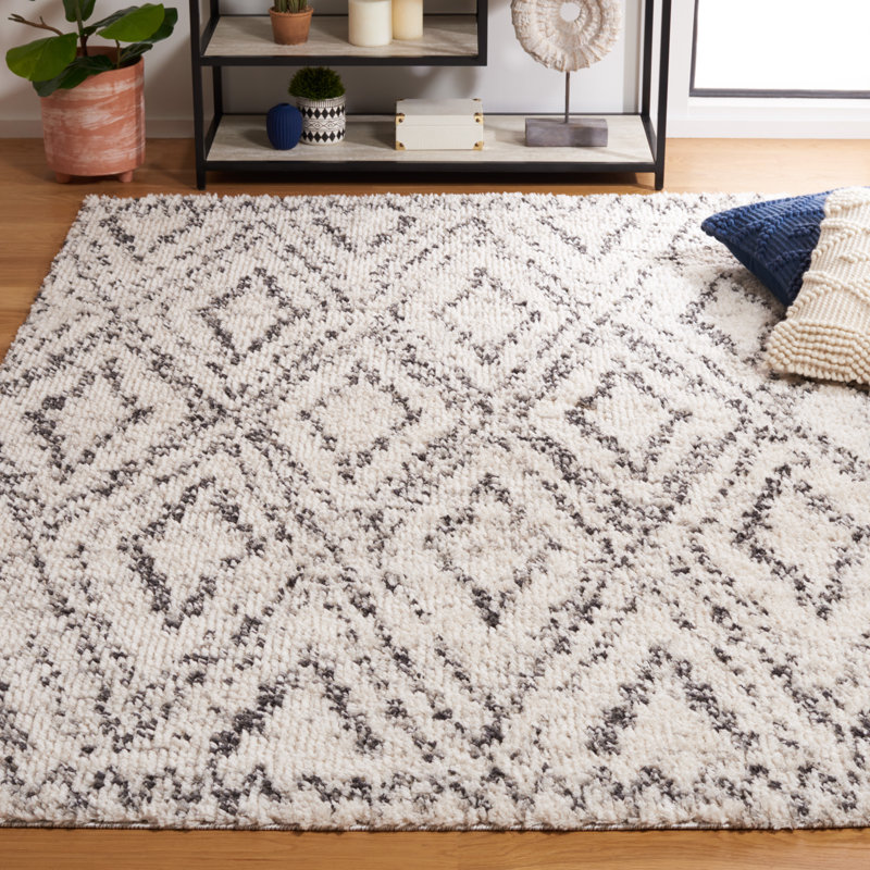 Tapis ivoire / noir Hasiel, Rectangle 5'3" x 7'6"