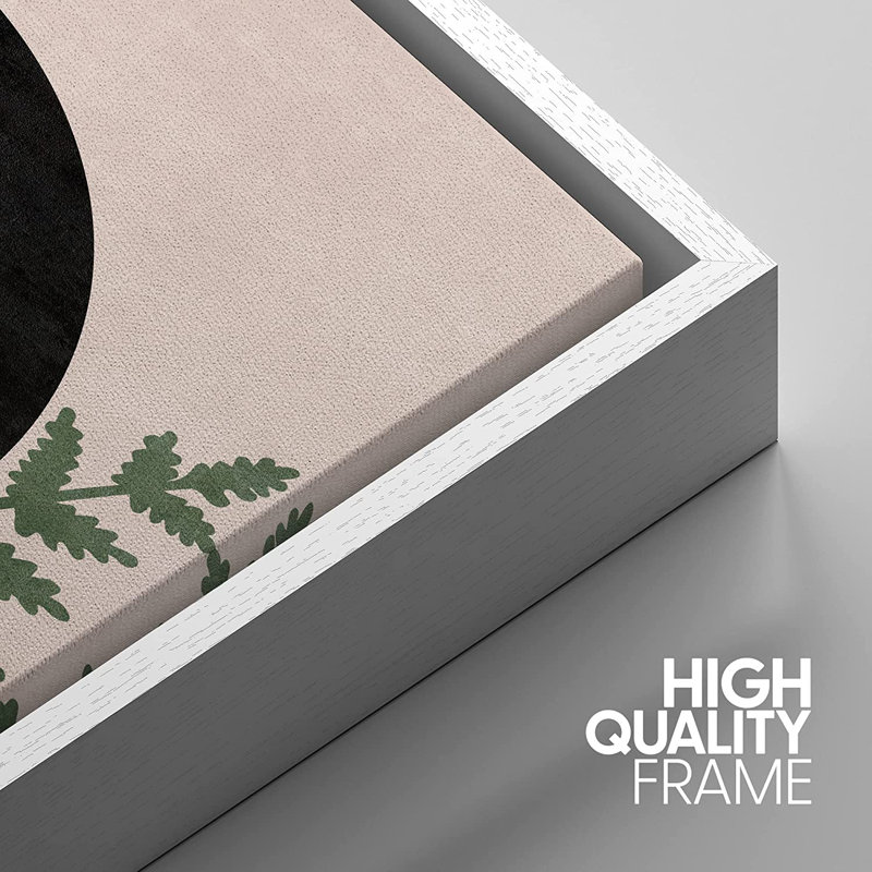 «Mid Century Modern Boho», Southwestern Desert Jungle, H 24 po x l 48 po, Cadre flottant blanc