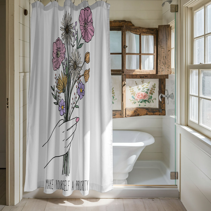 Rideau de douche 1 pièce Petal Pride, H 74 po x l 40 po