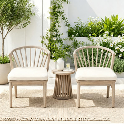 Outdoor Dining Chairs Set of 2, Acacia Wood Patio Chairs