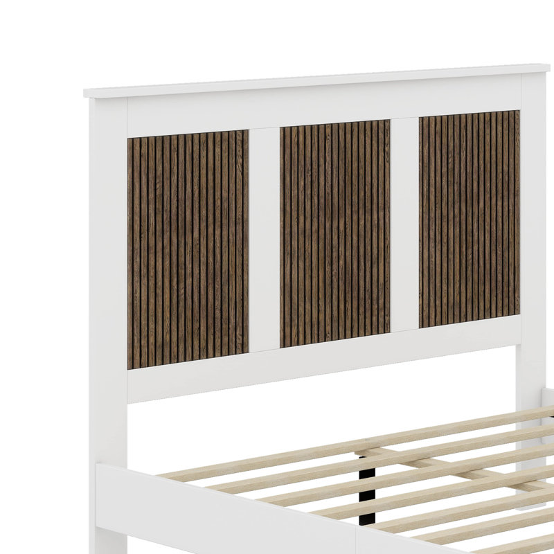 Lit plateforme Farmhouse, Lit double, Blanc