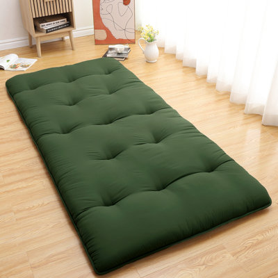Memory Foam Japanese Floor Futon Mattress, Twin Size Convertible Tatami Roll-Up Sleeping Pad, Portable Bed for Guest Room, Dorm, Camping - Army Green, TWIN 39*80''