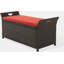 Banc de rangement en osier pour terrasse