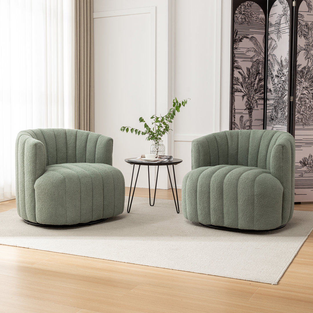 Bryonie Upholstered Swivel Barrel Chair (Set of 2) Wade Logan® 