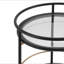 Chariot-bar rond moderne avec tablettes en verre trempé et accents dorés