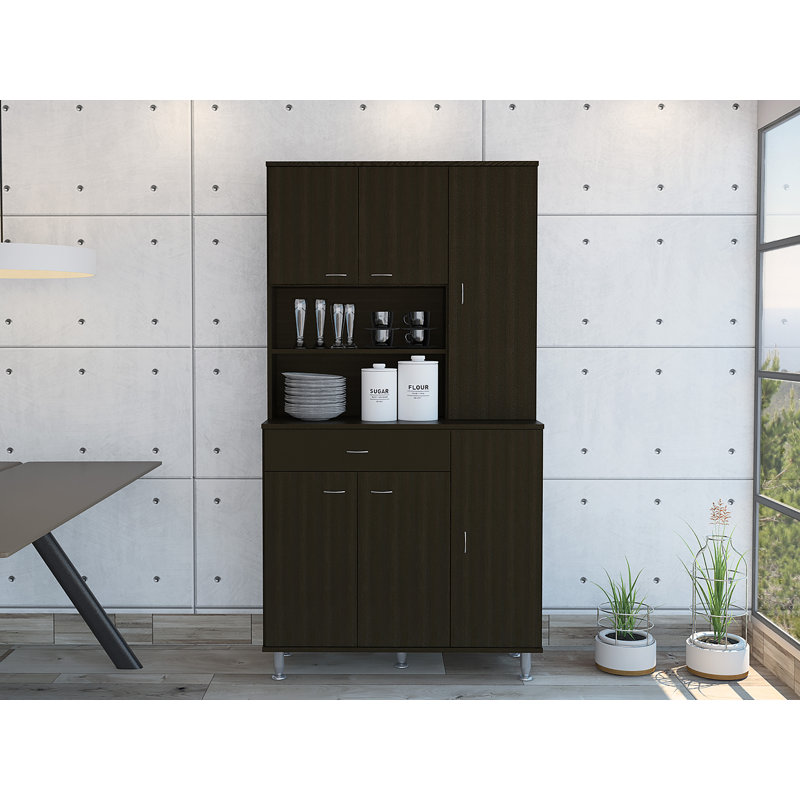 Garde-manger 67 po avec cinq tablettes de rangement, Noir