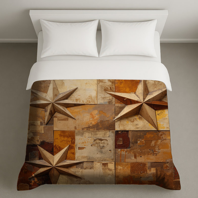 Rustic Star Collage Duvet Covers, Twin