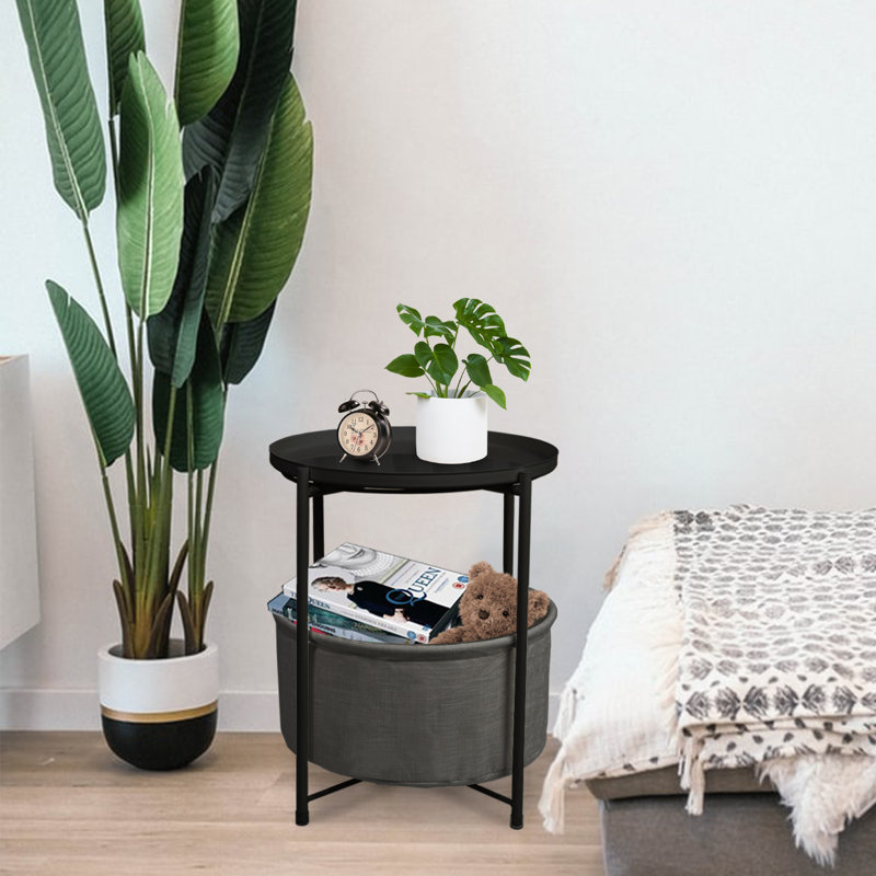 Table de bout avec plateau en fer Serik, Noir