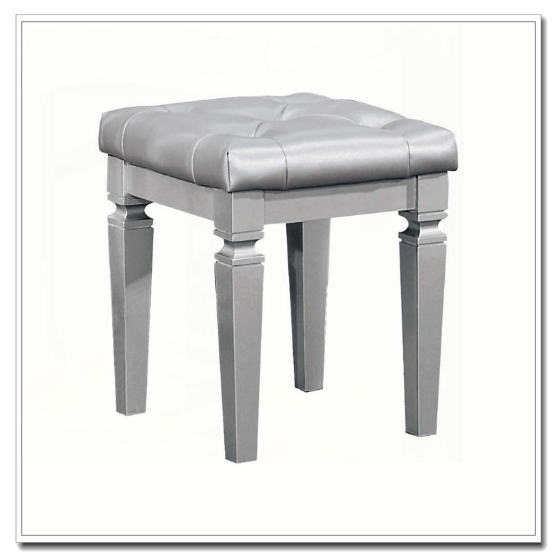 Tabouret de coiffeuse 1 pièce Modern Glam Luxury, Grey/Silver