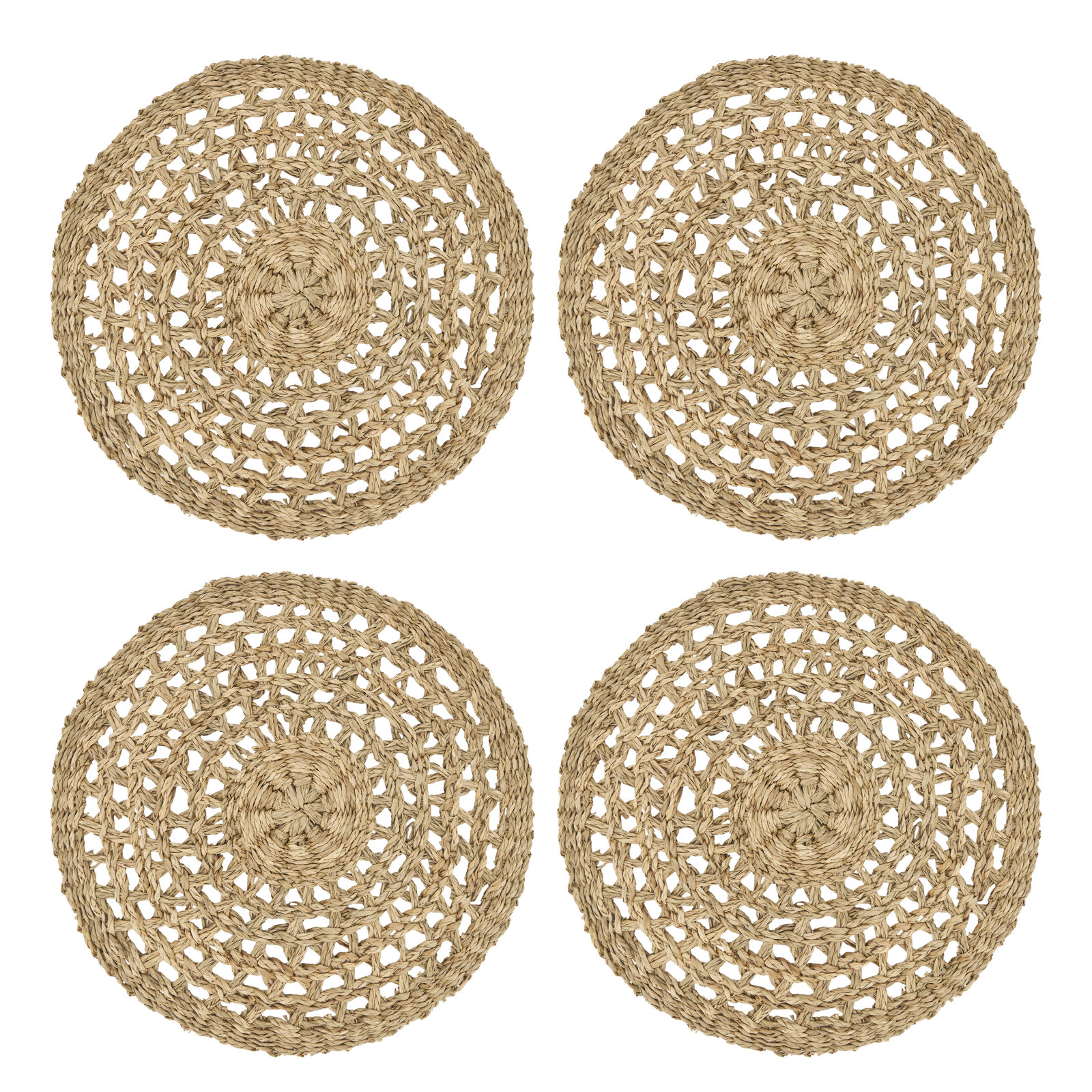 Lauderdale 100% Sea Grass Round Placemat, Brown