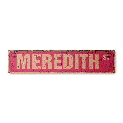 Meredith Street Sign Aluminum 4" X 18"