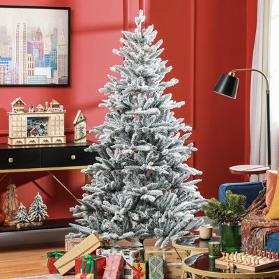 43,3 po. Arbre de Noël enneigé, 994 pointes, ignifuge, support pliable pour bureau 6 pi, support stable enneigé, branches articulées
