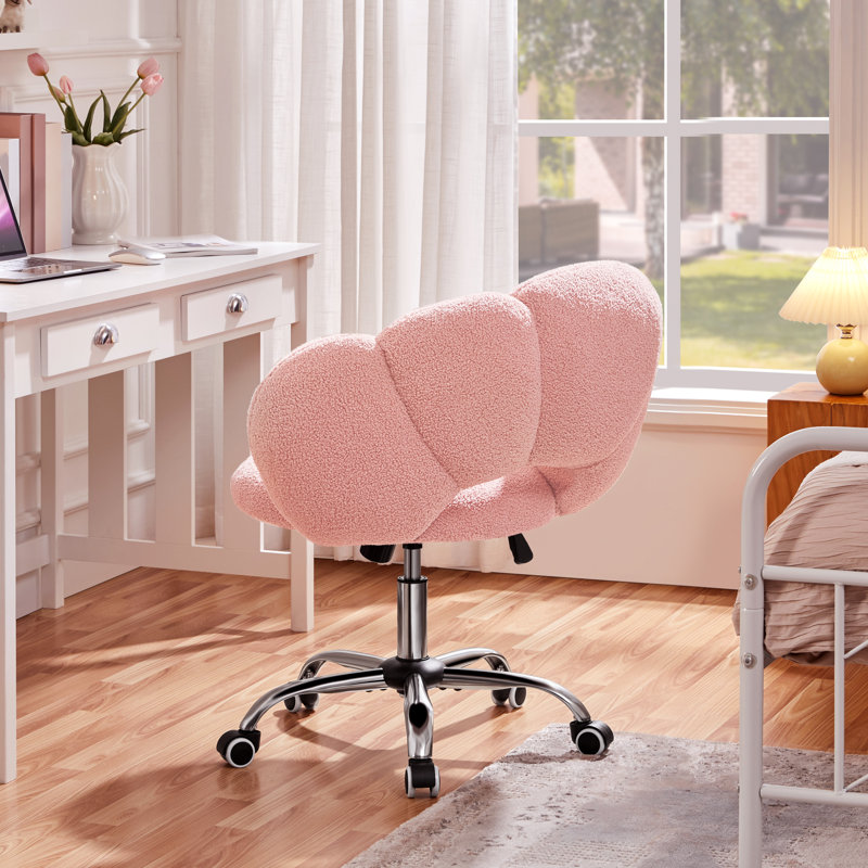 Chaise de bureau rembourrée Boucle, Rose