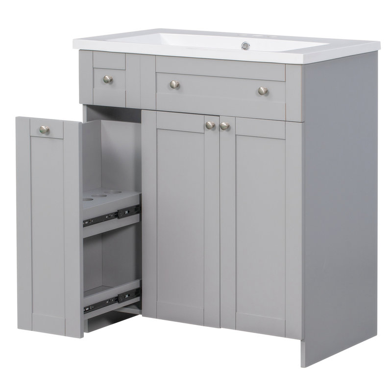 Meuble-lavabo simple 18,09 po avec plateau en résine, Gris